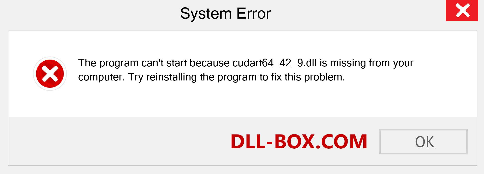  cudart64_42_9.dll file is missing?. Download for Windows 7, 8, 10 - Fix  cudart64_42_9 dll Missing Error on Windows, photos, images